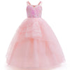 Pink princess ball gown dress with a sparkly bodice and sheer tulle skirt