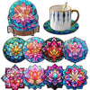 DIY Diamond Painting Coaster Kit with Holder – 8 Floral Resin Coasters