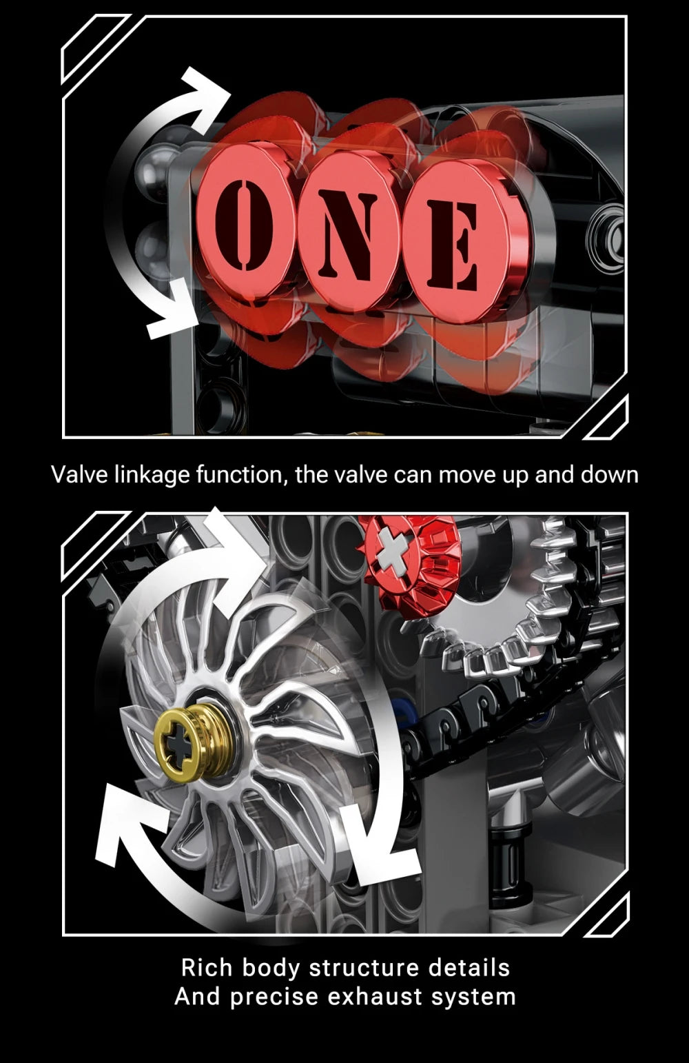 V8 Engine Model Building Kit with Electric Motor – 478 Pieces