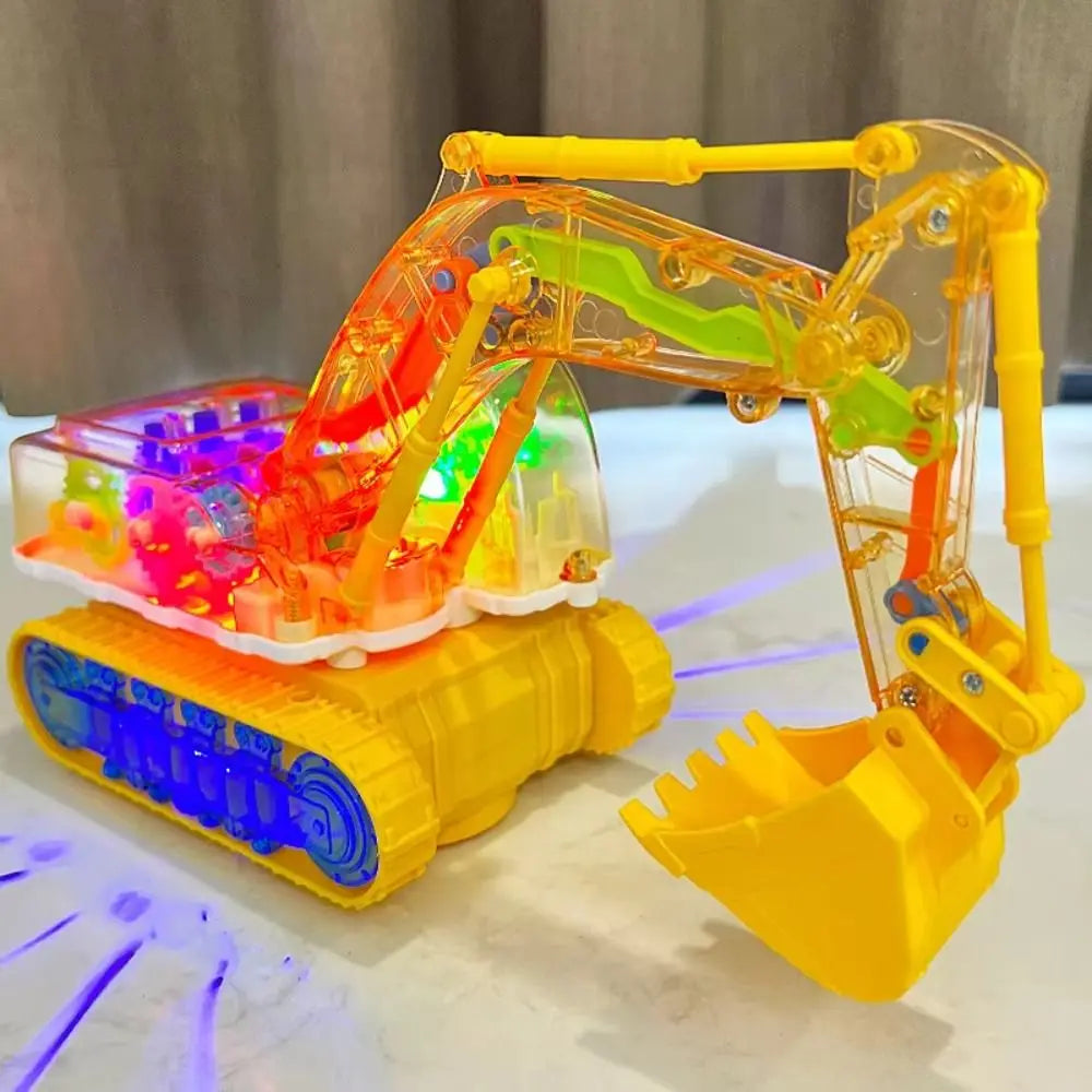 Transparent Gear Excavator Toy with LED Lights & Music