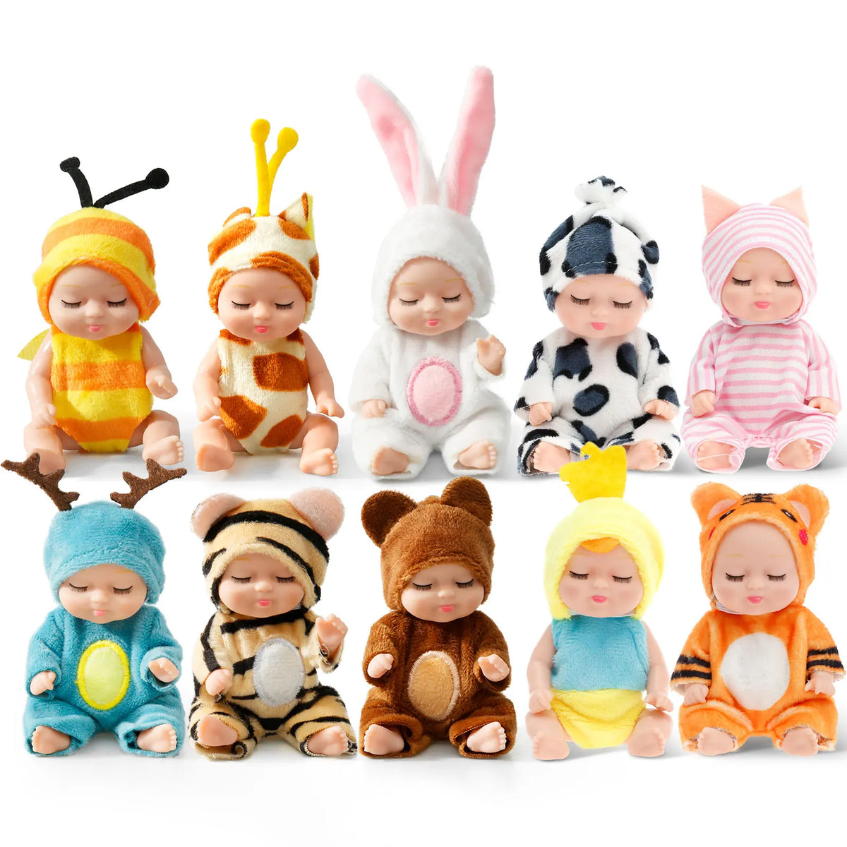 Realistic Sleeping Baby Doll Set – 6-Piece Mini Reborn Doll Collection for Kids