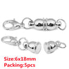 Silver magnetic clasps for jewelry making featuring a lobster clasp and a spring ring connector set