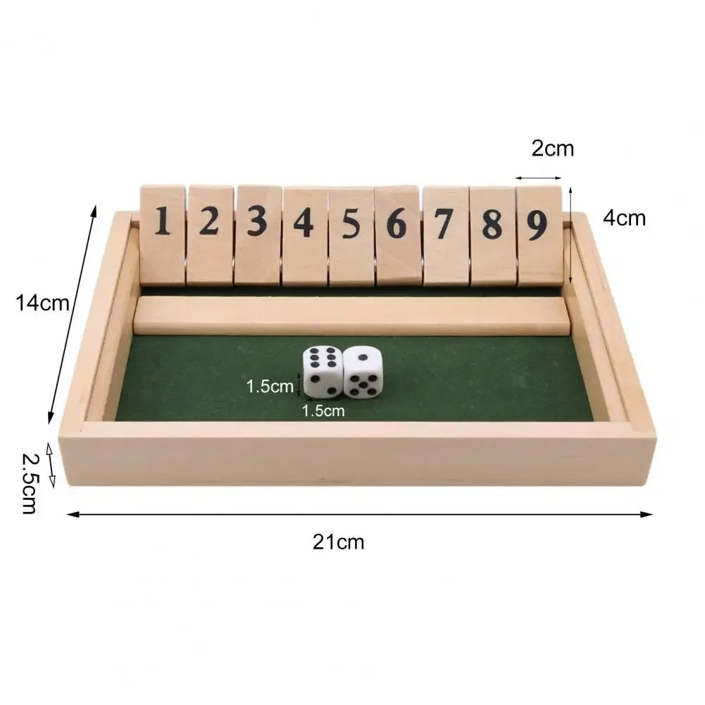 Wooden Shut the Box Dice Game for Family Fun