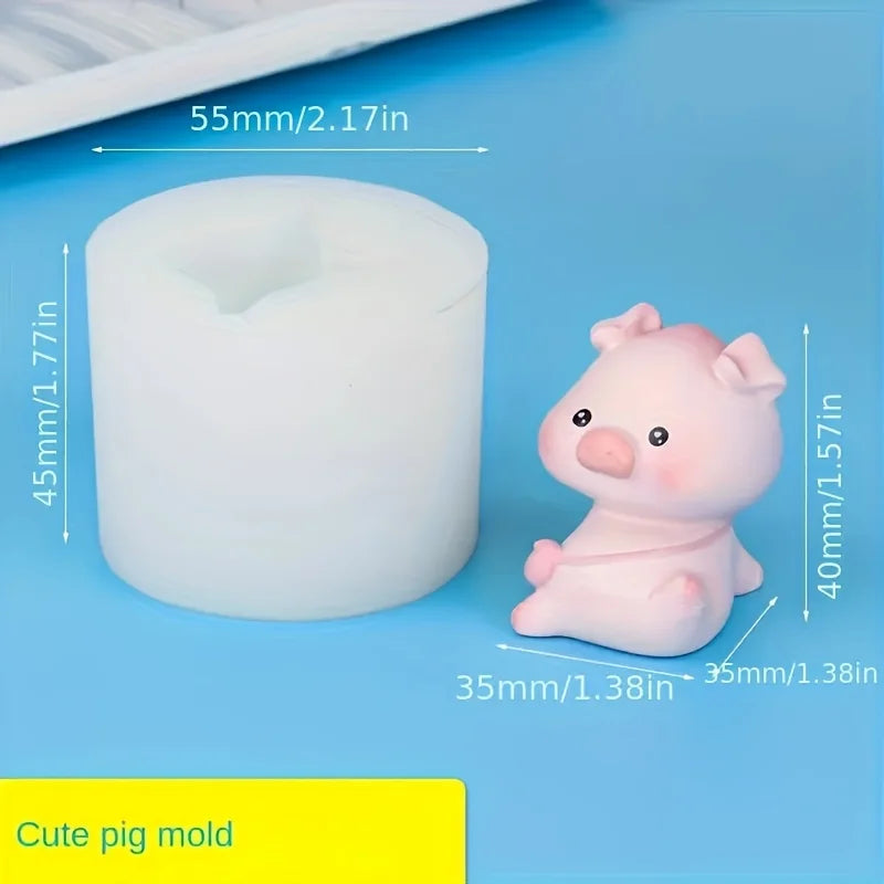 Cartoon Pig Silicone Mold Set for Crafting
