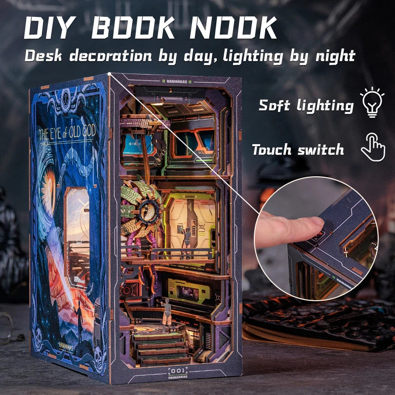 Owl Bookstore Miniature Book Nook DIY Kit with LED Lighting