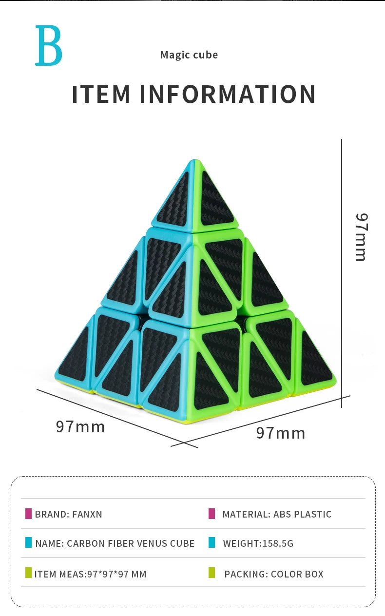 Pyramid Speed Cube 3x3 – Smooth Turning Puzzle for Kids & Adults