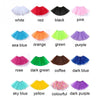 A collection of colorful three-layer tutu skirts in various shades including white, red, black, pink, blue, orange, green, pu