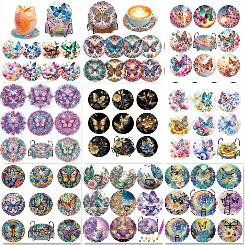 Ocean Series Diamond Art Coaster Kit with Stand – DIY Craft Set for Adults & Beginners