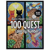 Ein Raster von 100 Quest-farbigen Bildern mit Tieren und Naturansichten, nummeriert.