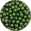 A pile of green imitation pearl beads used for DIY jewelry making.