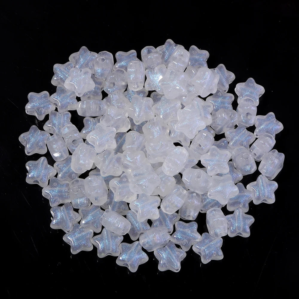 Mermaid Star Acrylic Beads – 10mm Luminous Loose Beads for DIY Jewelry