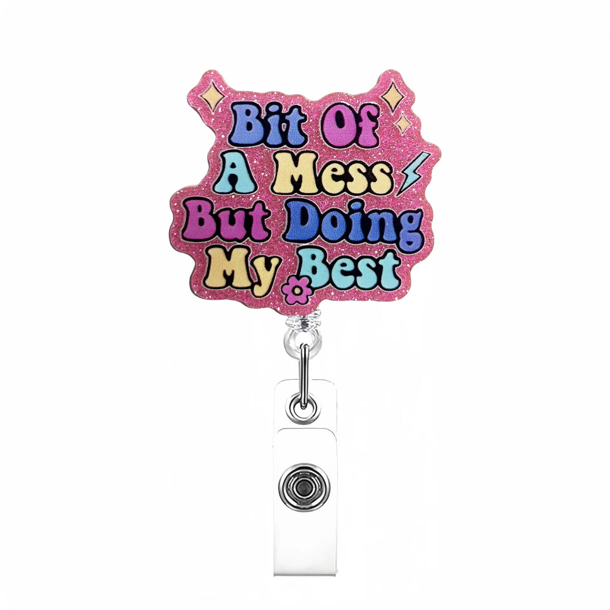 Shiny Acrylic Retractable Badge Reel with Alligator Clip