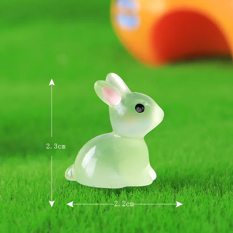 Glow-in-the-Dark Bunny Resin Figurines for Easter & Home Decor
