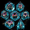 Dragon Eye Resin Dice Set with Liquid Core - 7 Polyhedral Dice for RPG Gaming