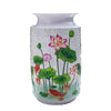 A white porcelain flower vase puzzle featuring pink and green floral designs.