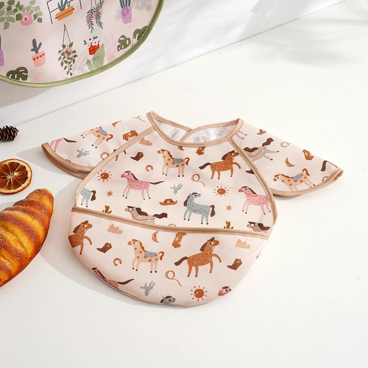 Waterproof Adjustable Baby Bib with Catch Pocket