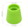 A bright lime green silicone pet shower head for dogs and cats, cylindrical in shape.