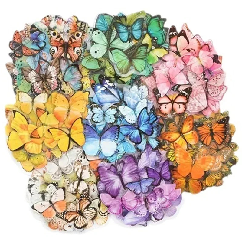 A colorful set of whimsical butterfly stickers for scrapbooking and journaling