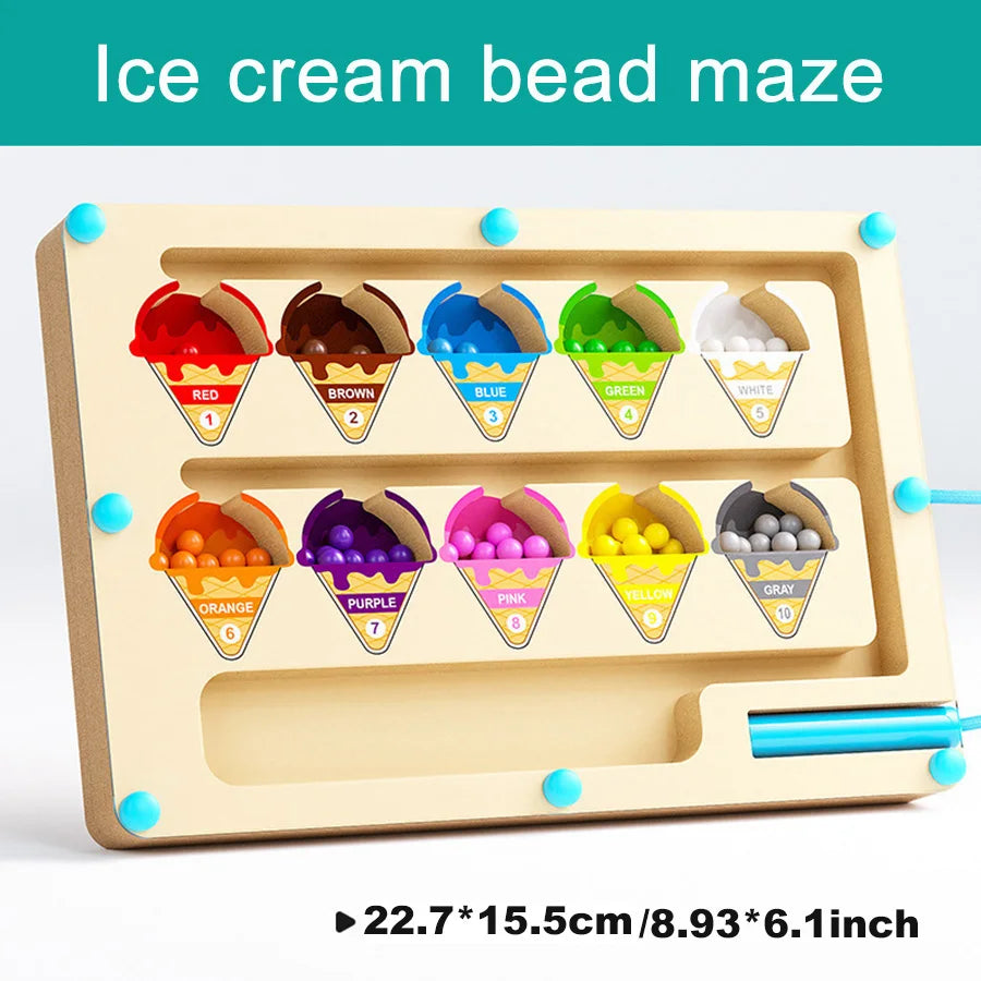 Magnetic Color Sorting Maze Wooden Puzzle Board for Toddlers