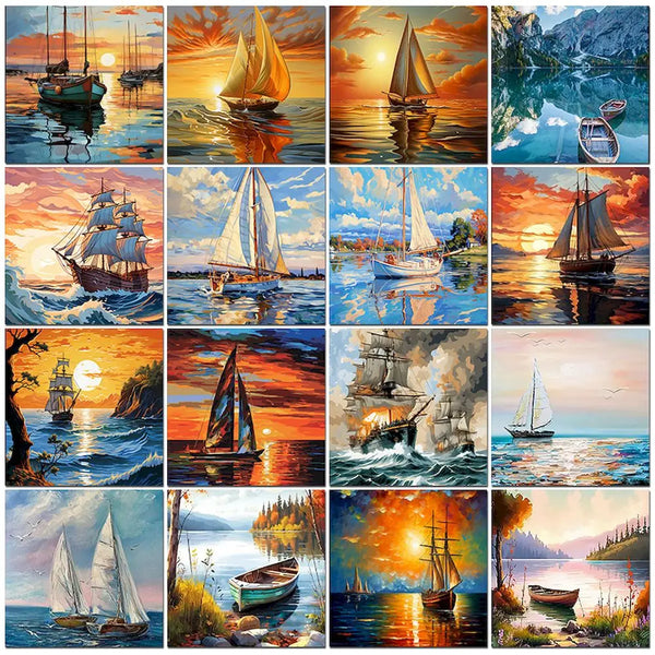 Colección de pinturas al óleo de veleros y escenas marítimas
