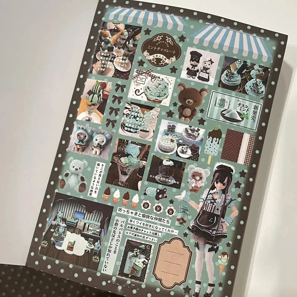 A sticker book featuring 50 unique designs in a retro Showa style, including characters and themed illustrations.