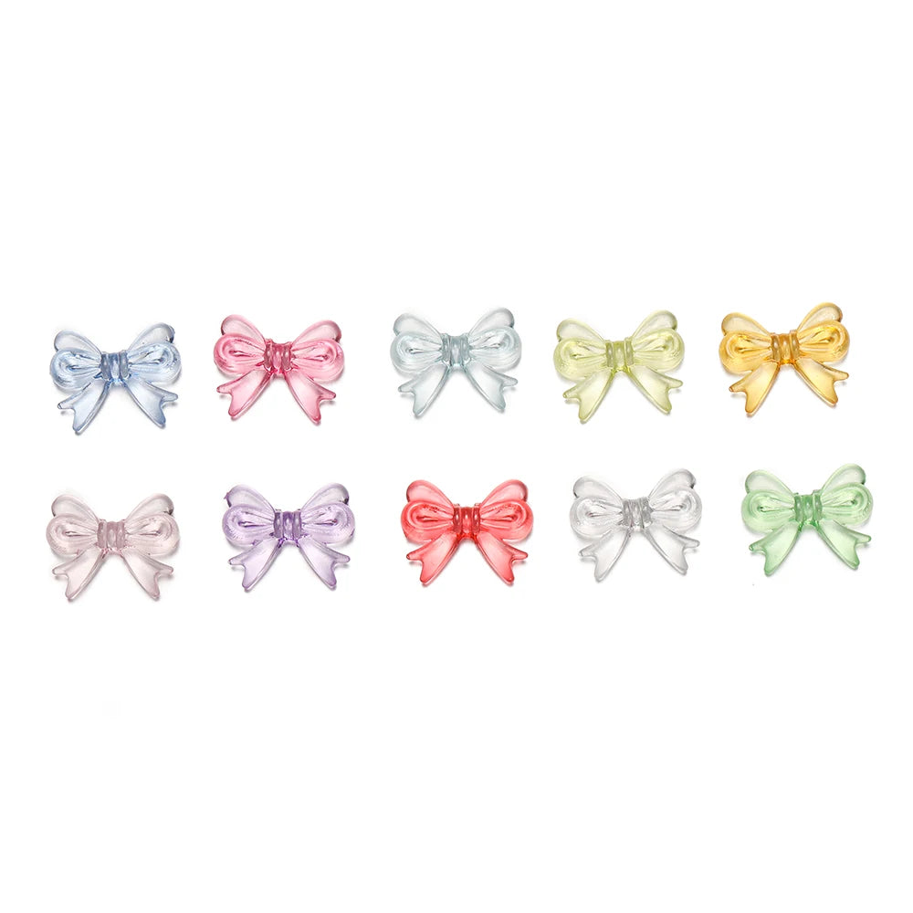 Multicolor Transparent Bow Acrylic Beads for DIY Jewelry Making