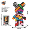 A colorful bear brick set featuring half anatomy fluid art building blocks.