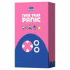 Box of Nine Tiles Panic strategy board game tiles with a purple background and pink accents