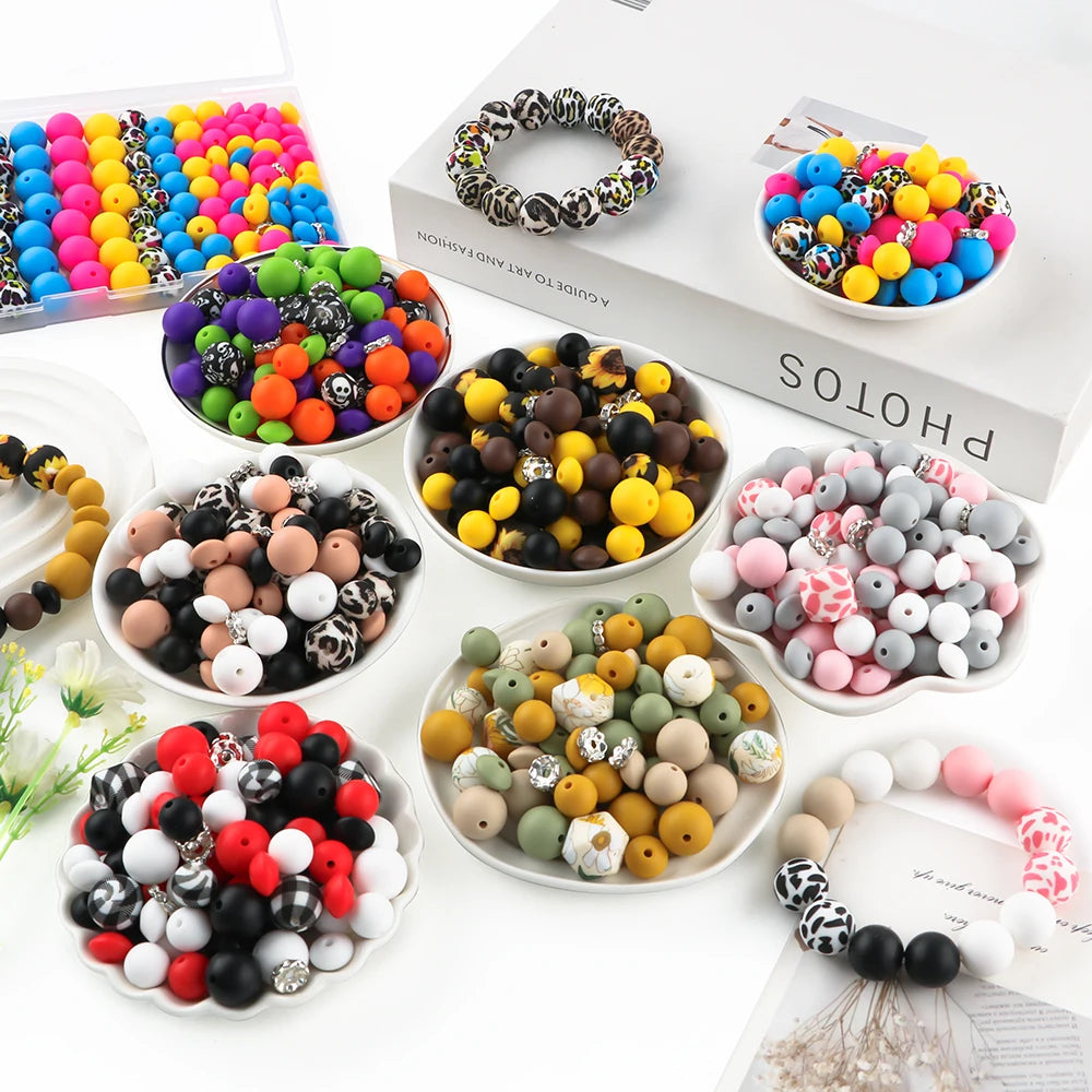 Hexagonal & Rhinestone Bead Assortment for Jewelry Making