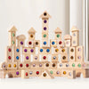 Rainbow Wooden Stacking Blocks with Acrylic Gems