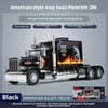Black American-style mop head Peterbilt 389 1:24 scale diecast truck model with lights and sound
