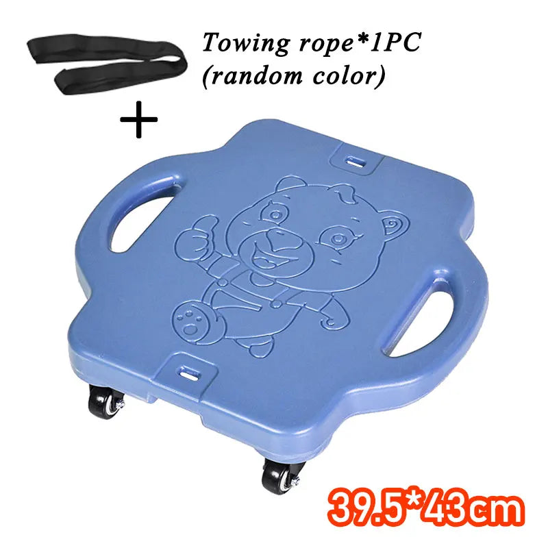 A blue balance stone sensory training toy with a handle and towing rope included.