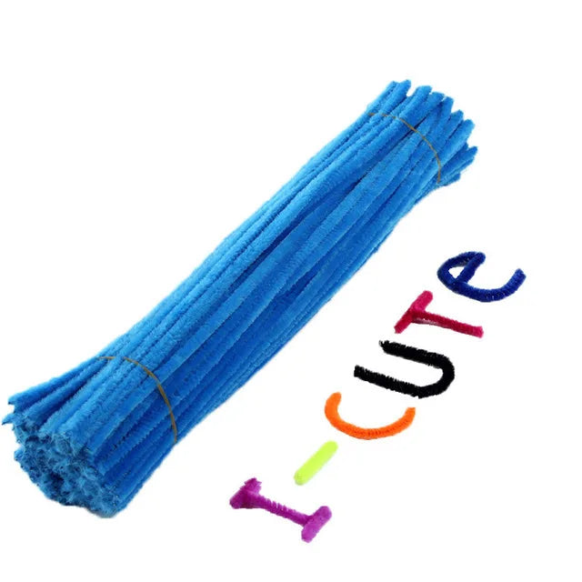 A bundle of 100 colorful pipe cleaners used for DIY crafts.