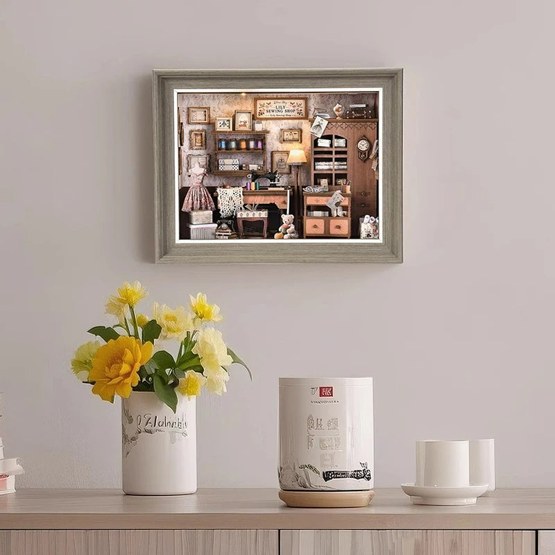 DIY Miniature Book Nook Kit - Retro Wooden Dollhouse Shelf Decor