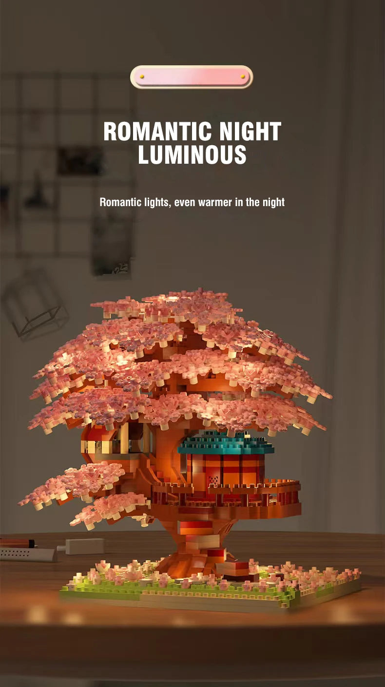DIY Sakura Cherry Blossom Treehouse Building Kit with Warm Lights