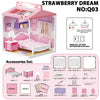 Strawberry Dream NO:Q03 miniature dollhouse furniture assembly kit with pink and white decor