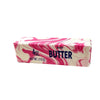 A rectangular box of salted butter squishy stress relief toy with pink and white marbled design.