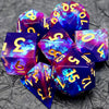 Handmade Resin D&D Dice Set – 7 Polyhedral Dice with Floral Design