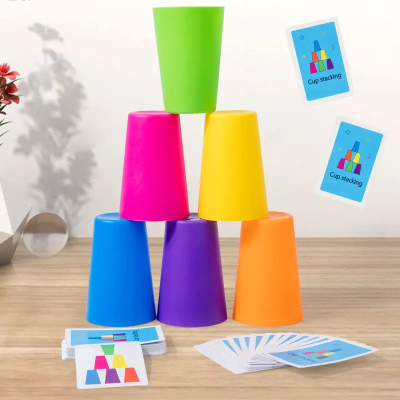 Stack Cup Speed Game with Color Recognition Cards