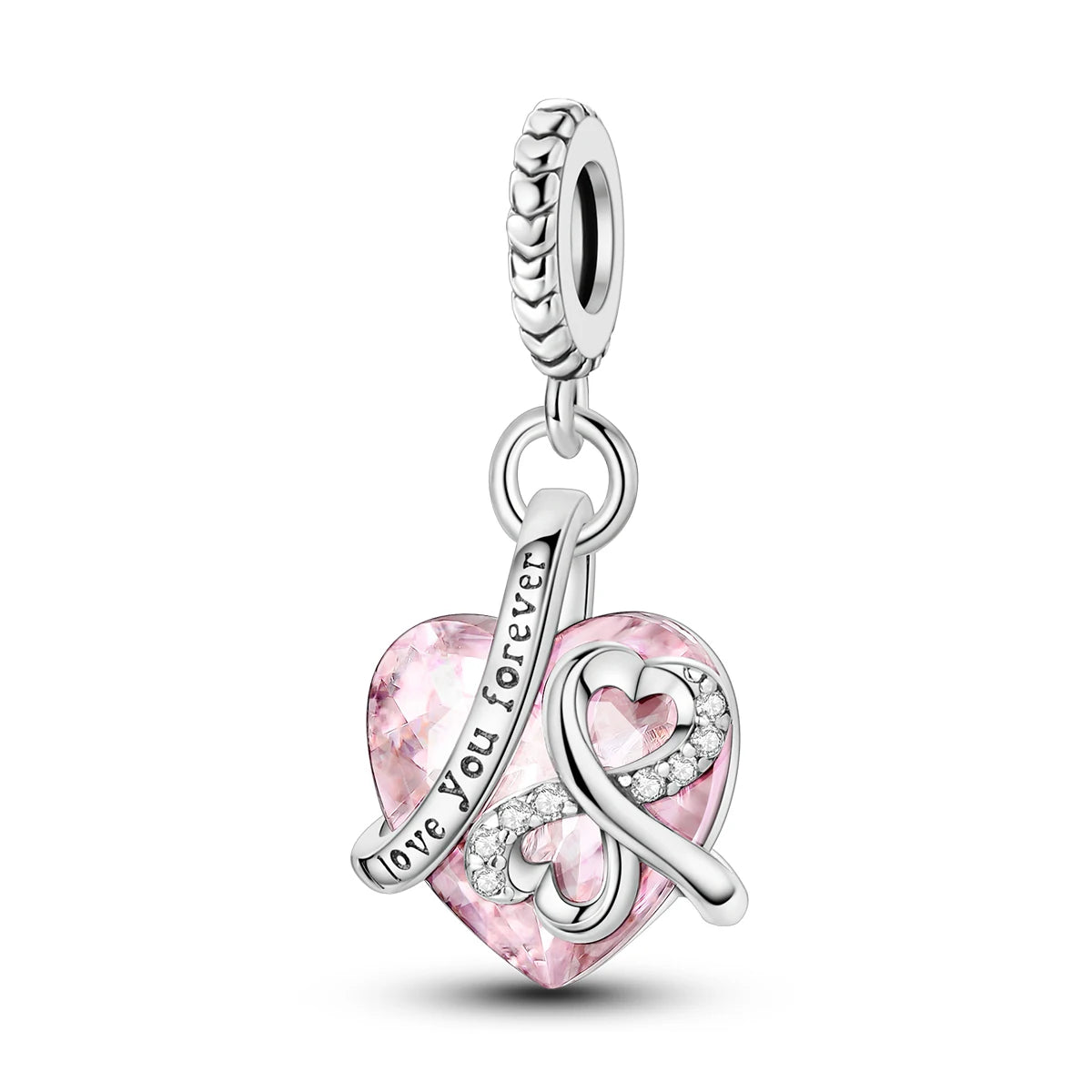 925 Sterling Silver Heart Charm Beads for Bracelets and Necklaces