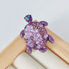 Gold-Plated Rhinestone Turtle Brooch Pin