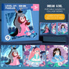 A box of Dream Girl portable magnetic collage books featuring jigsaw puzzles of a girl and animals