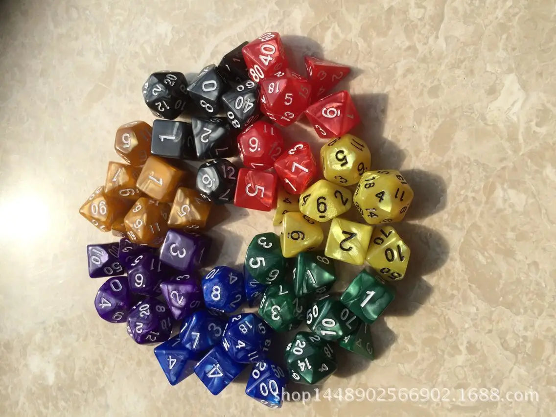 Colorful Pearl Polyhedral Dice Set for Tabletop RPGs