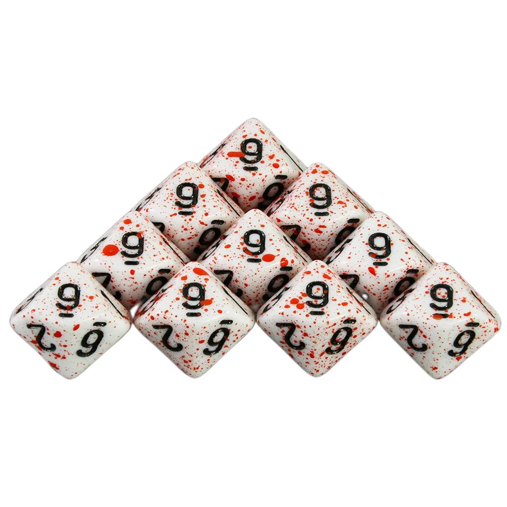 Opaque White Polyhedral Dice Set with Blood Effect for Tabletop RPGs