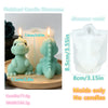 Finished candle showcase featuring a light green silicone dinosaur mold and a white candle.