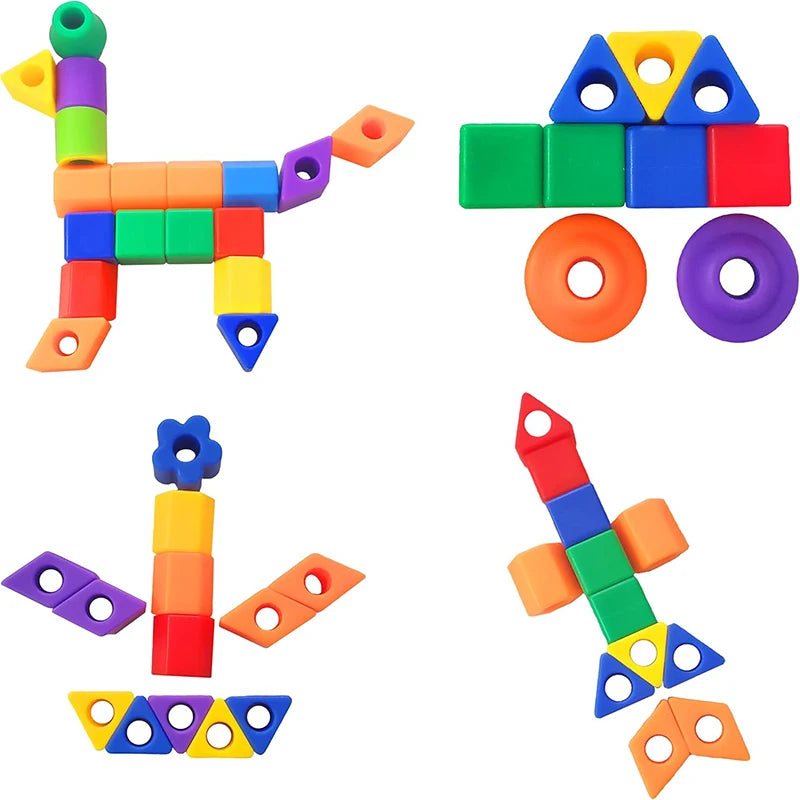 Rainbow Lacing Beads for Toddlers – Color & Shape Sorting Montessori Toy