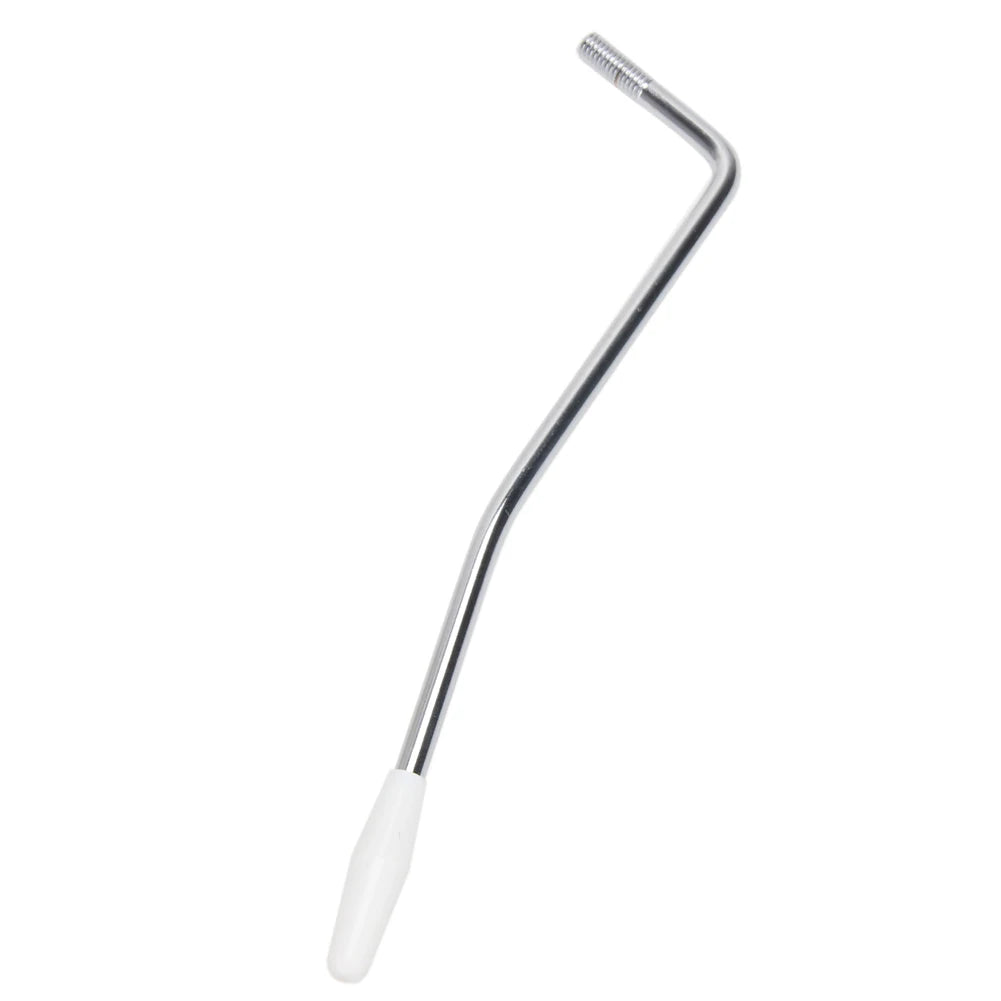 A silver replacement tremolo arm for an electric guitar, shown in a close-up view.