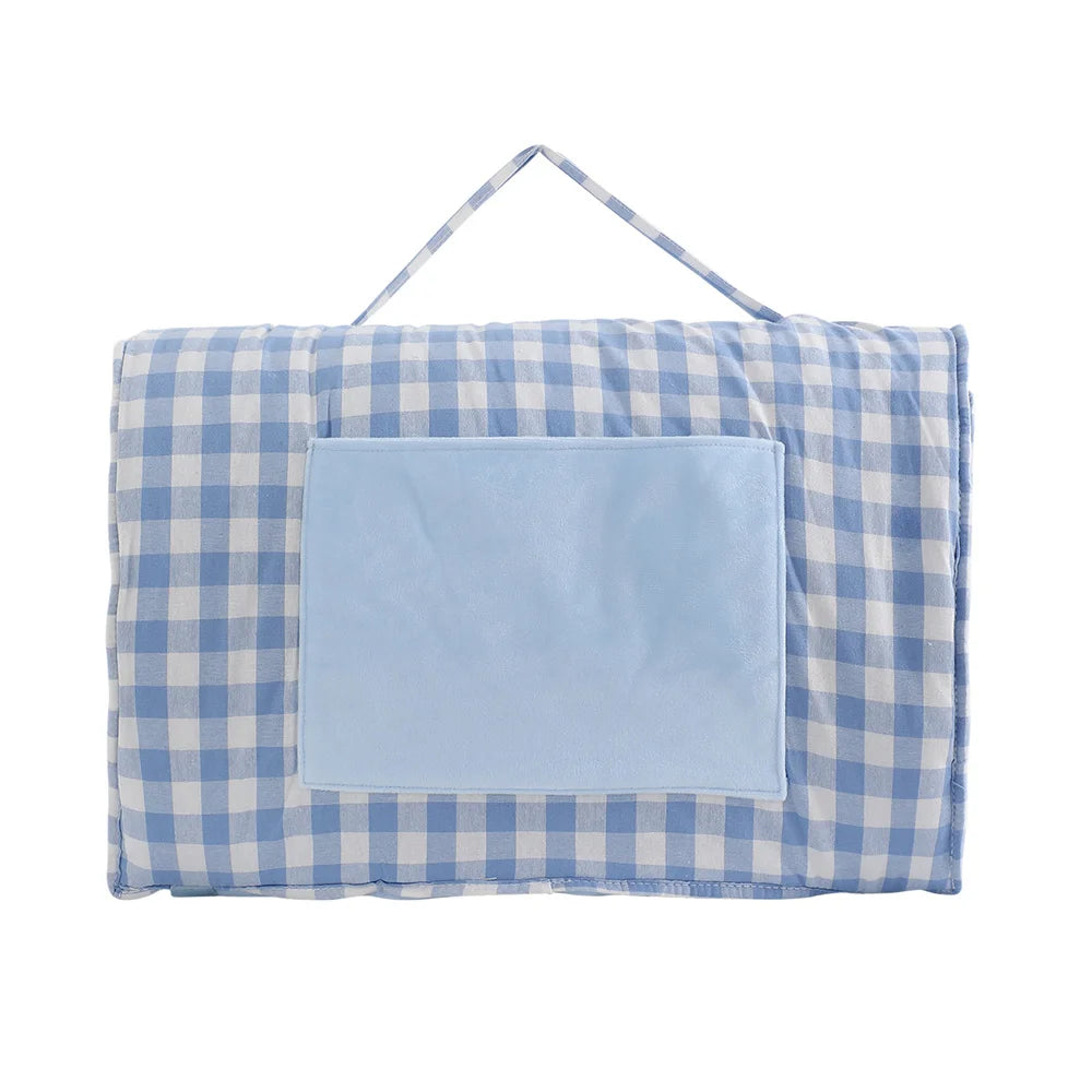 Plaid Toddler Nap Mat with Minky Pillow - Roll-Up Design for Daycare & Travel