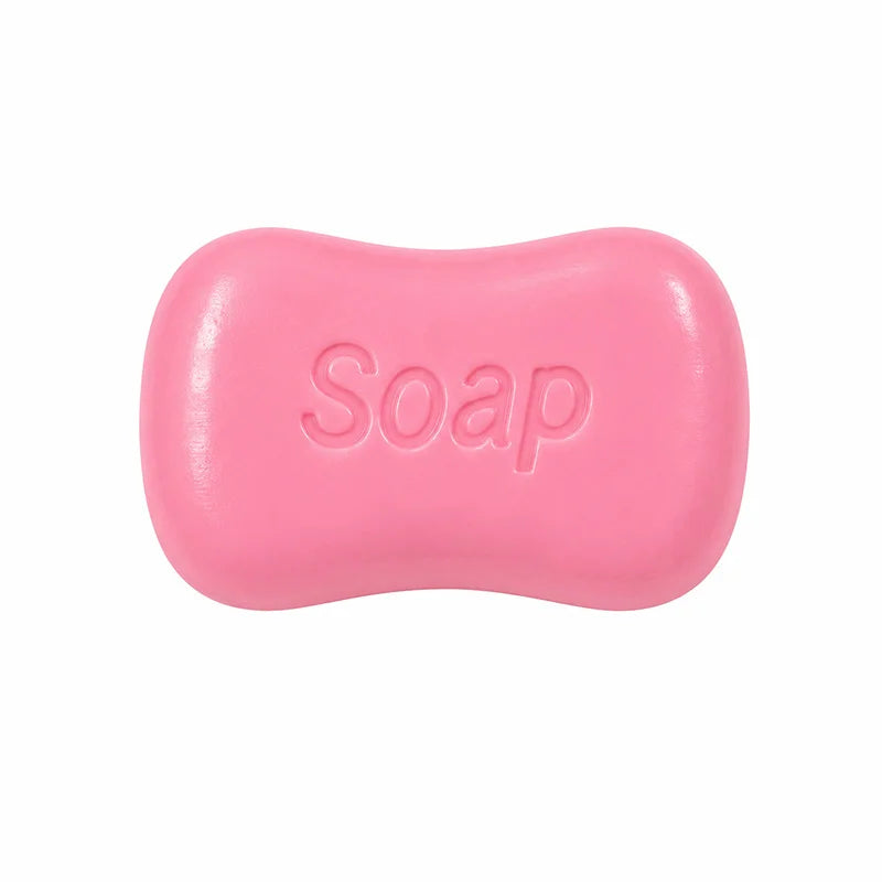 A pink, oval soap-shaped squishy stress relief toy.