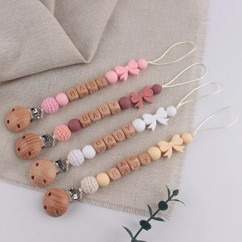 Personalized Baby Pacifier Clip with Silicone Beads
